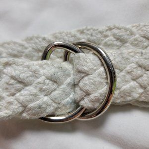White Braided Woven D Ring Belt